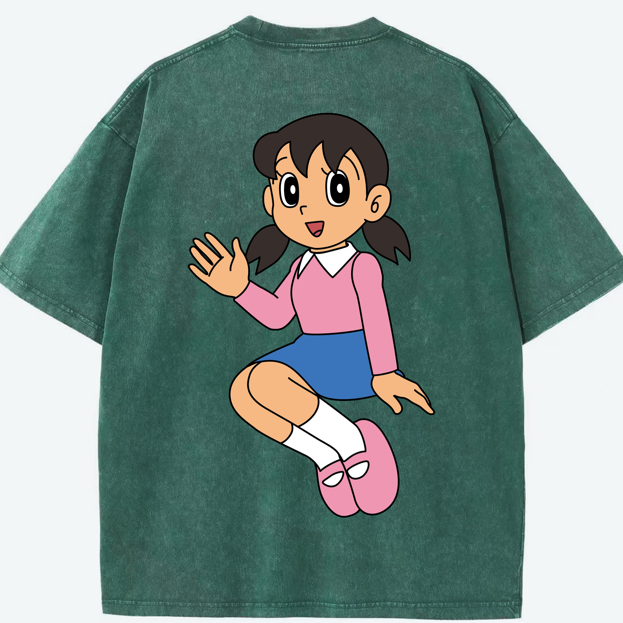 （画像用） ドラえもん みなもと しずか Doraemon Shizuka Minamoto 綿100% ヴィンテージ風 半袖Tシャツ（背面プリント）